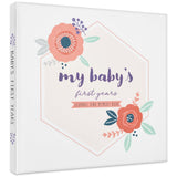 Baby Memory Book Girl - Keepsake Journal and Scrapbook Photo Album for Girls First 5 Years, Baby Milestones, Floral, Hardcover