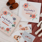 Baby Memory Book Girl - Keepsake Journal and Scrapbook Photo Album for Girls First 5 Years, Baby Milestones, Floral, Hardcover