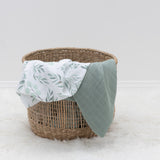 Organic Baby Muslin Swaddle Blankets for Boy or Girl - Eucalyptus Leaves and Sage Muslin Swaddling Blanket 2 Pack