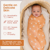 Organic Baby Muslin Swaddle Blankets for Boy or Girl - Sun and Rainbow Swaddling Blanket 2 Pack - Soft Muslin, XLarge and Breathable, Boho Baby, 47" X 47"