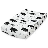 Organic Baby Changing Pad Cover - Muslin Fitted Changing Pad Cover for Boys - Soft Organic Cotton and Bamboo, Baby Bear Woodland, 16”x32”