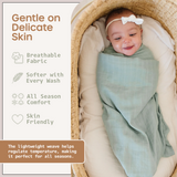 Organic Baby Muslin Swaddle Blankets for Boy or Girl - Eucalyptus Leaves and Sage Muslin Swaddling Blanket 2 Pack