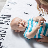 Organic Baby Monthly Milestone Blanket Boy - Baby Bear Milestone Blanket with Months Marker - Newborn to 12 Months