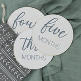 Natural Baby Milestone Discs - White Stain Wood Milestone Disc Set with Bag