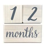 Natural Baby Milestone Age Blocks - White Stain Pine Wood Milestones Block Set with Bag - Weeks, Months, Years, Grade, Baby Gift