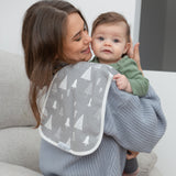 Organic Baby Burp Cloths with Burp Cloth Bag - Baby Bear Burping Cloths - XLarge and Absorbent Soft Spit Up Rags, Woodland Nursery, 4 Pack