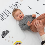 Organic Baby Monthly Milestone Blanket - Elephant Milestone Blanket Baby Boy or Girl with Month Marker - Elephants Milestones Blanket, 1-12 Months