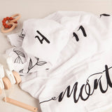 Organic Baby Monthly Milestone Blanket Gender Neutral - Forever Loved Milestone Blanket with Months Marker for Baby Girl or Boy