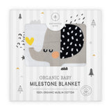 Organic Baby Monthly Milestone Blanket - Elephant Milestone Blanket Baby Boy or Girl with Month Marker - Elephants Milestones Blanket, 1-12 Months