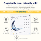 Organic Baby Monthly Milestone Blanket Moon and Stars - Love You To The Moon and Back Milestone Blanket with Months Marker for Baby Boy - 47βx47β