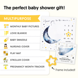 Organic Baby Monthly Milestone Blanket Moon and Stars - Love You To The Moon and Back Milestone Blanket with Months Marker for Baby Boy - 47βx47β