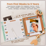 Keepsake Baby Memory Book for Baby Boy or Girl – Timeless Woodland Baby Journal Scrapbook Photo Album for First 5 Years