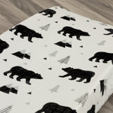 Organic Baby Changing Pad Cover - Muslin Fitted Changing Pad Cover for Boys - Soft Organic Cotton and Bamboo, Baby Bear Woodland, 16”x32”