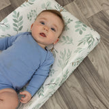 Organic Changing Pad Cover - Organic Cotton and Bamboo Standard Changing Pad Cover - Fitted Baby Changing Mat, Soft and Breathable, Eucalyptus Leaves, 16”x32”