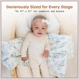 Organic Baby Muslin Swaddle Blankets for Boy or Girl - Eucalyptus Leaves and Sage Muslin Swaddling Blanket 2 Pack