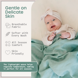 Organic Baby Muslin Swaddle Blankets for Boy or Girl - Solid Grey and Blue Swaddling Blanket 2 Pack - Soft Muslin, XLarge and Breathable, Boho Baby, 47" X 47"