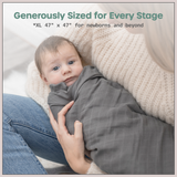 Organic Baby Muslin Swaddle Blankets for Boy or Girl - Solid Grey and Blue Swaddling Blanket 2 Pack - Soft Muslin, XLarge and Breathable, Boho Baby, 47" X 47"