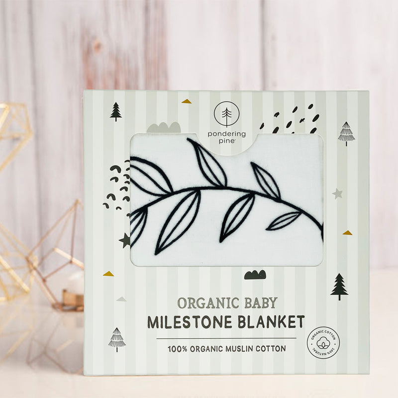 Organic Baby Monthly Milestone Blanket Gender Neutral - Forever Loved Milestone Blanket with Months Marker for Baby Girl or Boy