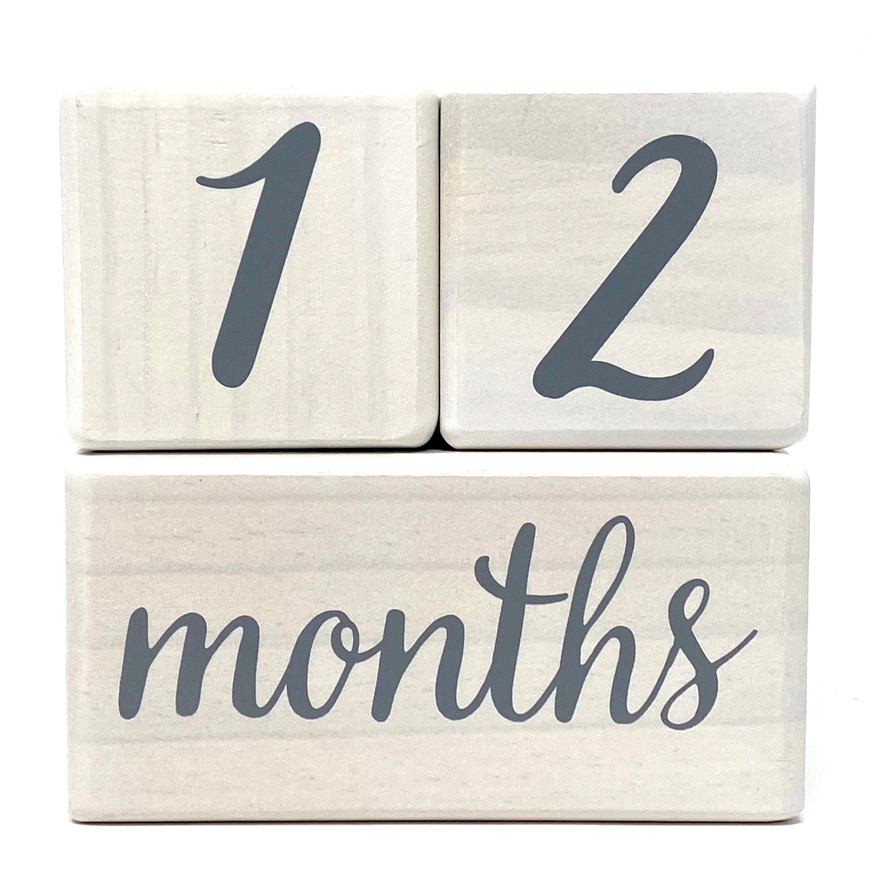 Natural Baby Milestone Age Blocks - White Stain Pine Wood Milestones B ...