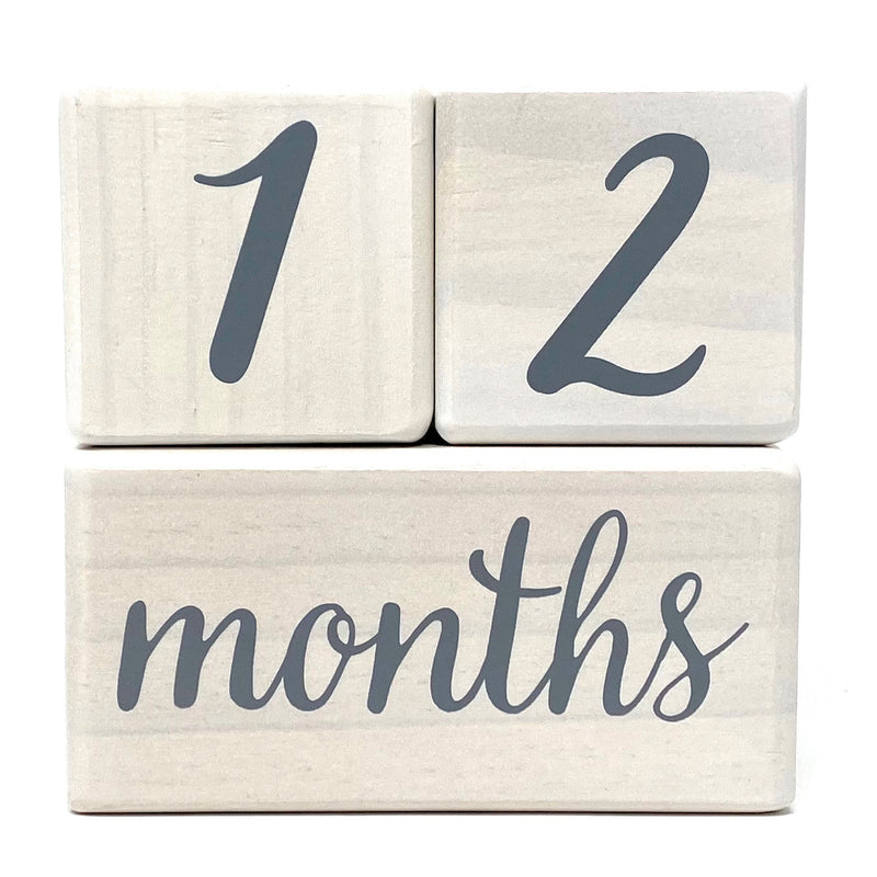 Natural Baby Milestone Age Blocks - White Stain Pine Wood