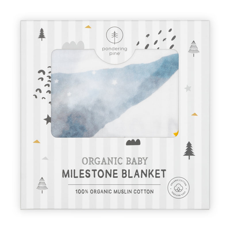 Organic Baby Monthly Milestone Blanket Moon and Stars - Love You To The Moon and Back Milestone Blanket with Months Marker for Baby Boy - 47”x47”