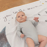 Organic Baby Monthly Milestone Blanket Moon and Stars - Love You To The Moon and Back Milestone Blanket with Months Marker for Baby Boy - 47”x47”