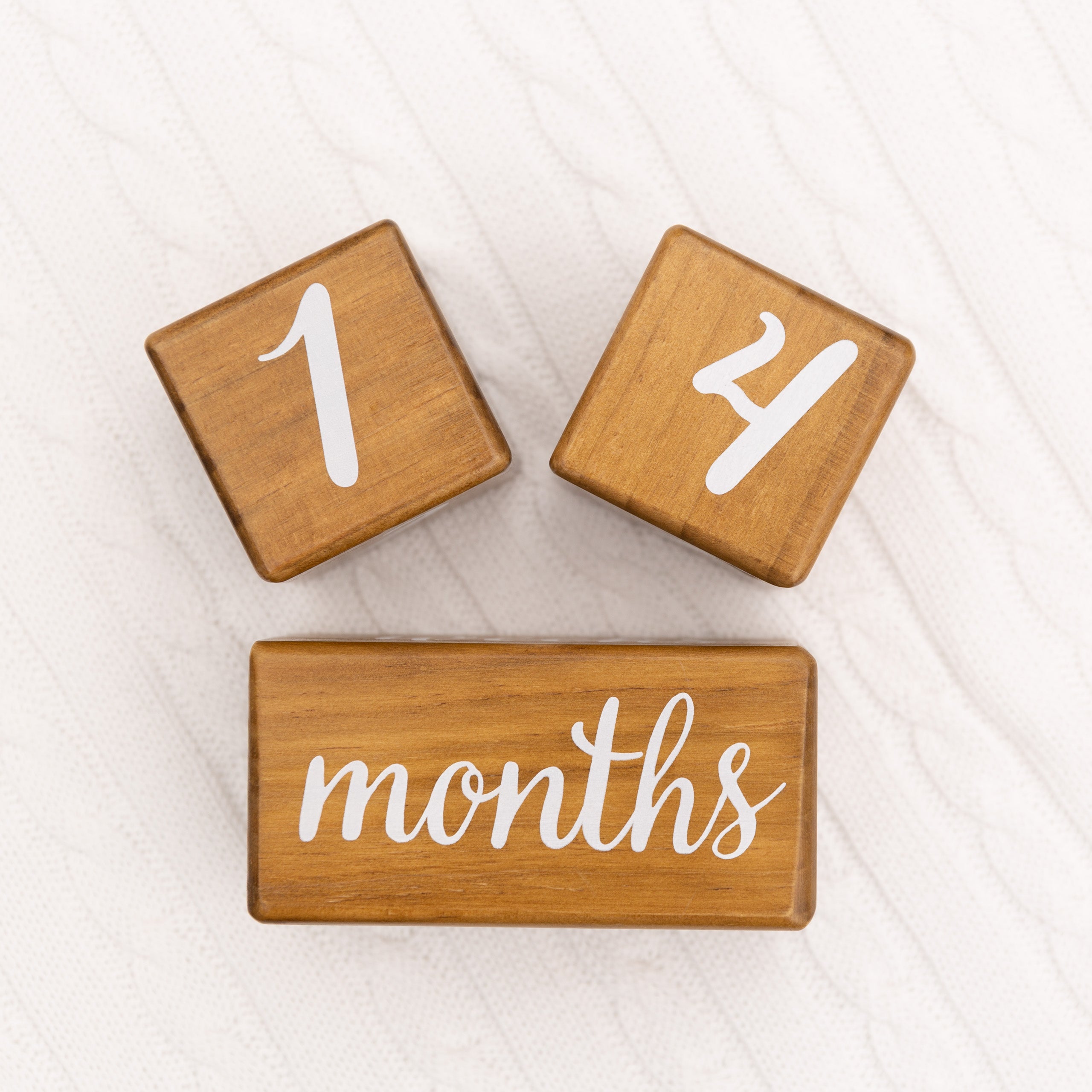 Natural Baby Milestone Age Blocks - Light Brown Pine Wood Milestones B ...
